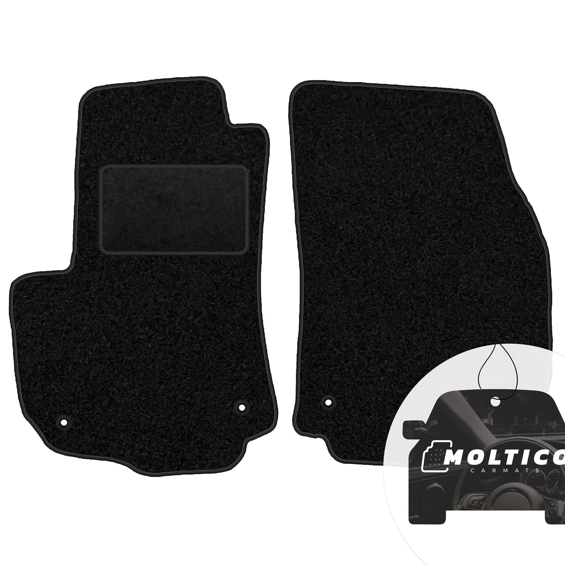 moto-MOLTICO Vorne Fußmatten Auto Velours Autoteppiche Schwarz Automatten Set 2-teilig passend für Opel Zafira B 2005-2011 von moto-MOLTICO