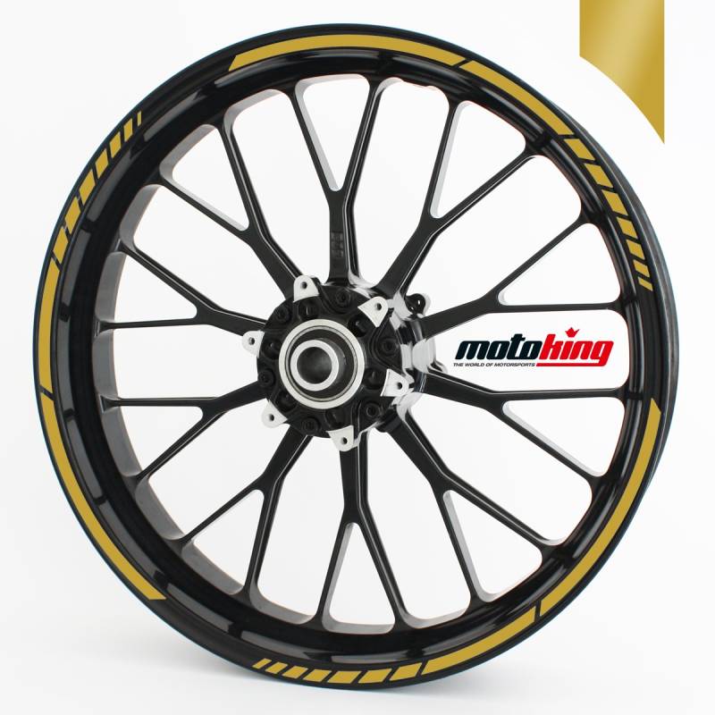 Felgenrandaufkleber GP im GP-Design passend für 17 Zoll Felgen für Motorrad, Auto & mehr - Gold matt von Motoking