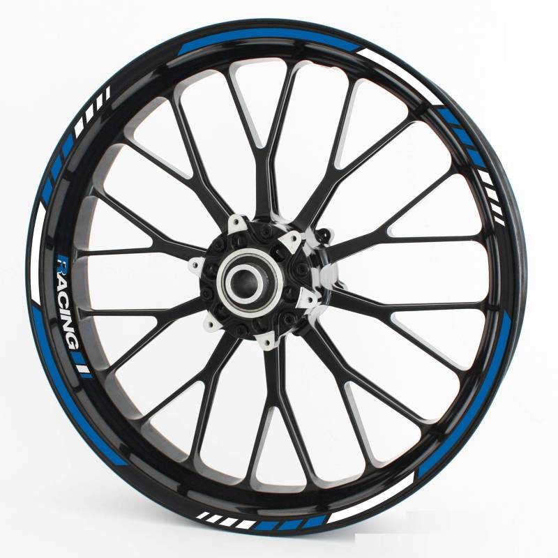 Felgenrandaufkleber RS - Komplettset für 15" 16" 17" 18" 19" - Farbe & Design wählbar - Blau, Design 2 von Motoking