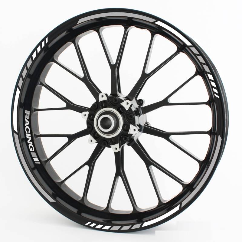 Felgenrandaufkleber RS - Komplettset für 15" 16" 17" 18" 19" - Farbe & Design wählbar - Grau, Design 2 von Motoking