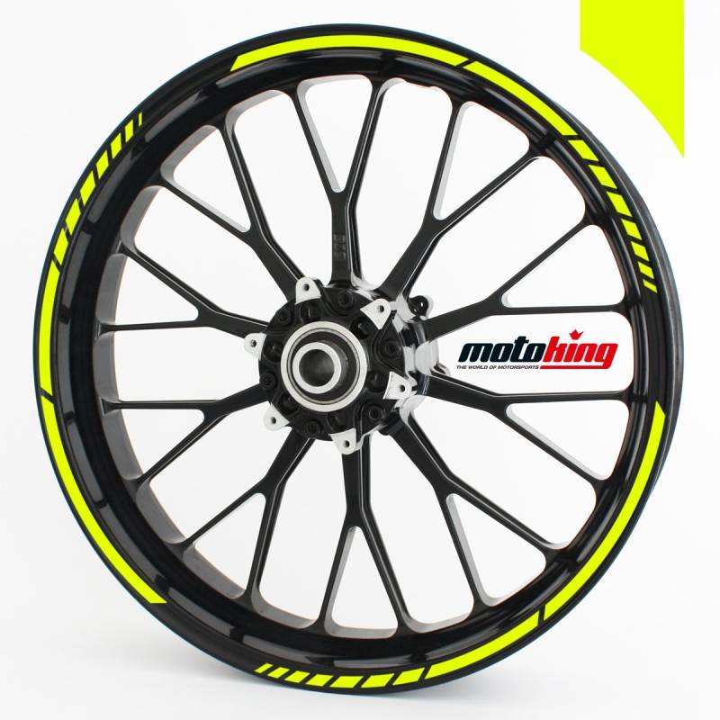 Motoking Felgenrandaufkleber im GP Design in Neonfarben/für 15" bis 19" / NEON GELB von Motoking