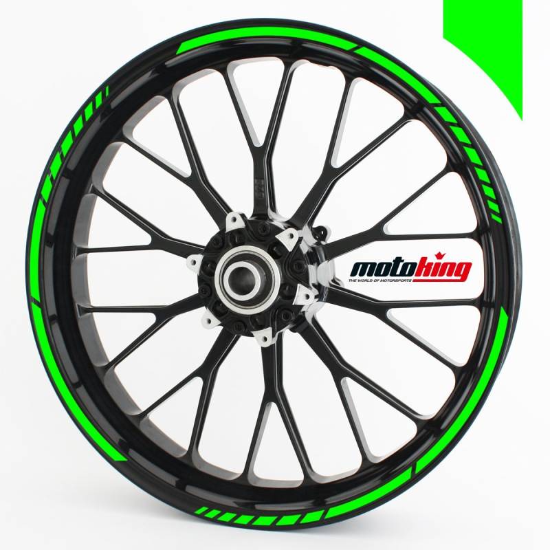 Motoking Felgenrandaufkleber im GP Design in Neonfarben/für 15" bis 19" / NEON GRÜN von Motoking