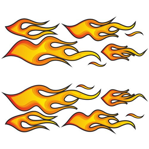 Motoking Racing Aufkleber Fire Flames Big Feuer Flammen Sticker Set - 12 riesige Aufkleber in XXL Größe von Motoking