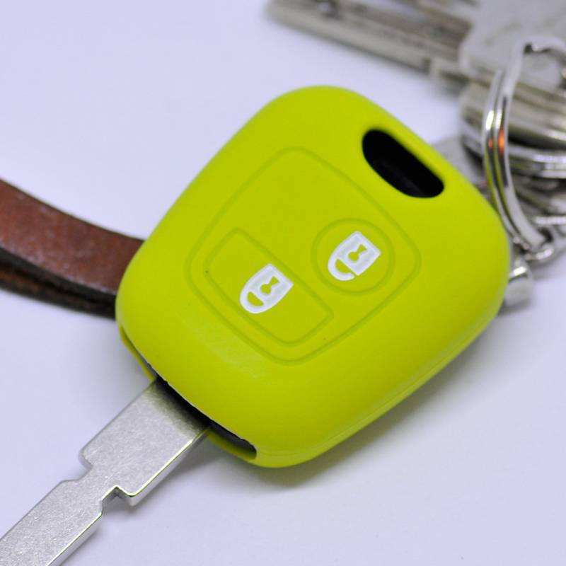 Soft Case Schutz Hülle Auto Schlüssel für Citroen Berlingo C1 C2 C3 Toyota Aygo Peugeot Partner 107 206 SW CC 406 307 Remote/Farbe: Apfelgrün von mt key