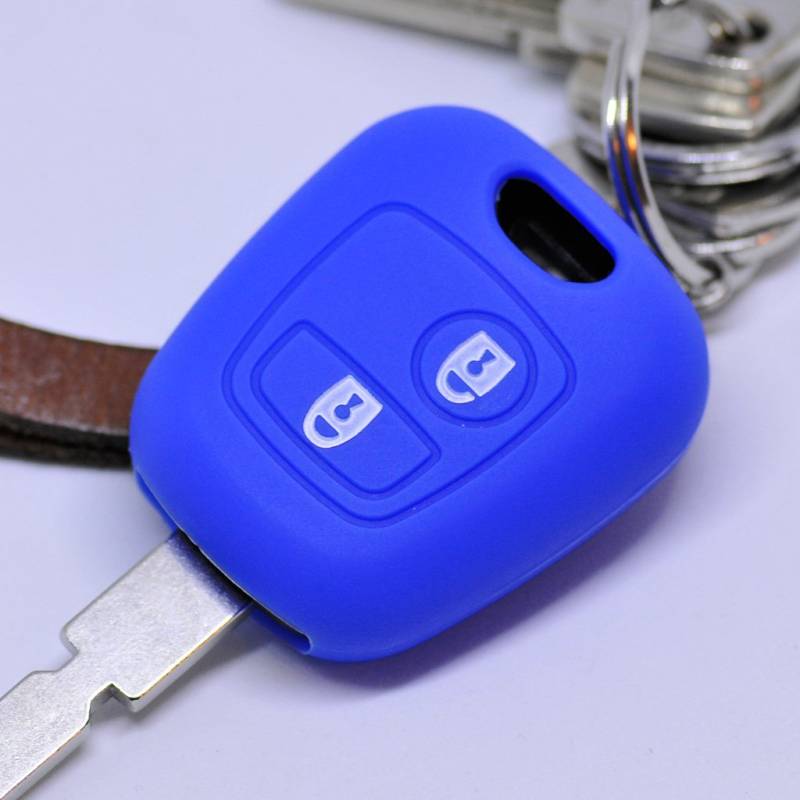 Soft Case Schutz Hülle Auto Schlüssel für Citroen Berlingo C1 C2 C3 Toyota Aygo Peugeot Partner 107 206 SW CC 406 307 Remote/Farbe: Dunkelblau von mt key