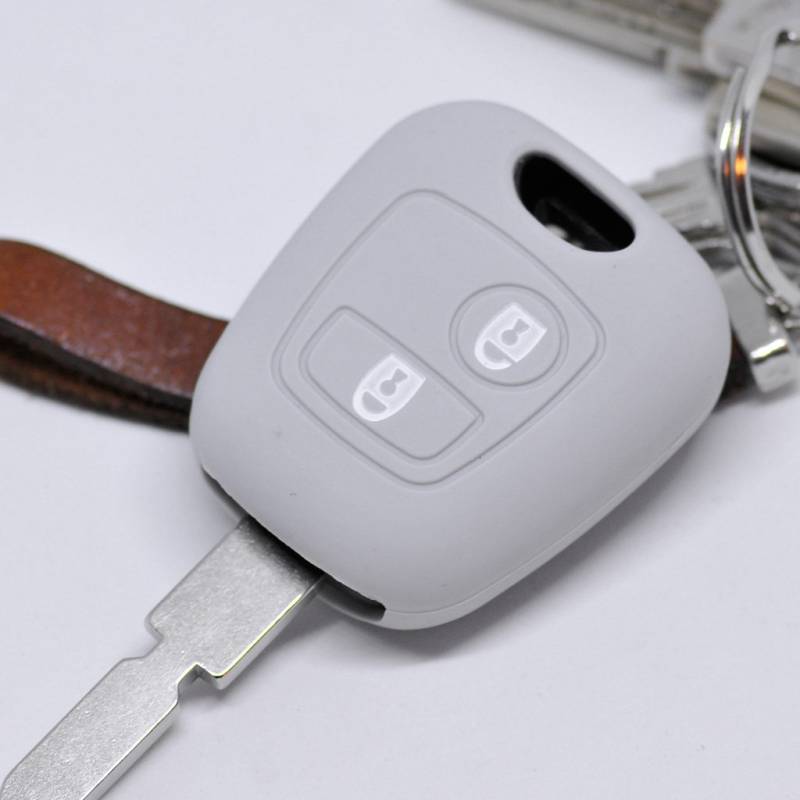 Soft Case Schutz Hülle Auto Schlüssel für Citroen Berlingo C1 C2 C3 Toyota Aygo Peugeot Partner 107 206 SW CC 406 307 Remote/Farbe: Grau von mt key