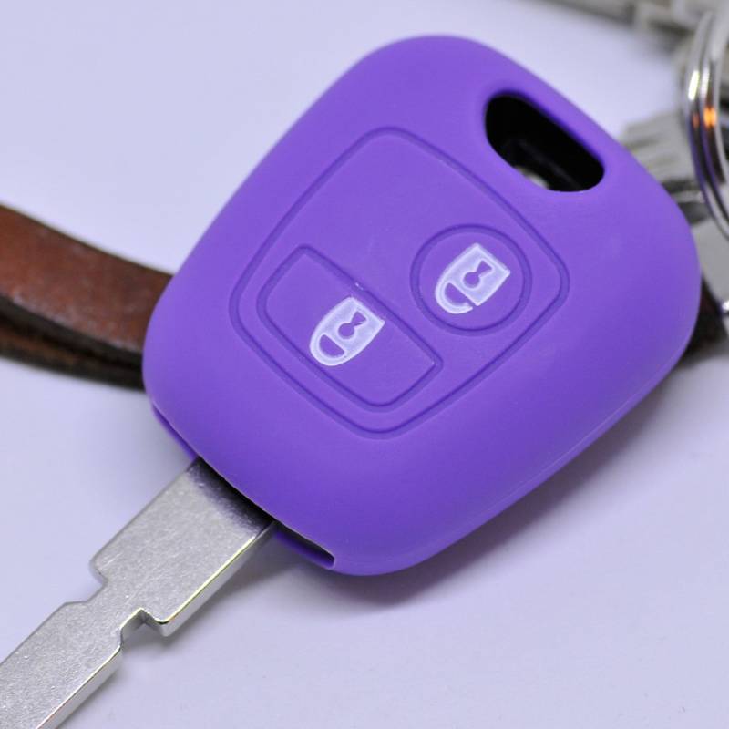 Soft Case Schutz Hülle Auto Schlüssel für Citroen Berlingo C1 C2 C3 Toyota Aygo Peugeot Partner 107 206 SW CC 406 307 Remote/Farbe: Lila von mt key