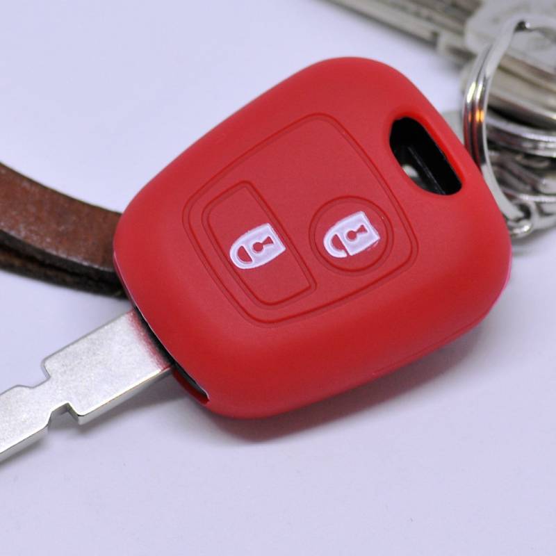 Soft Case Schutz Hülle Auto Schlüssel für Citroen Berlingo C1 C2 C3 Toyota Aygo Peugeot Partner 107 206 SW CC 406 307 Remote/Farbe: Rot von mt key