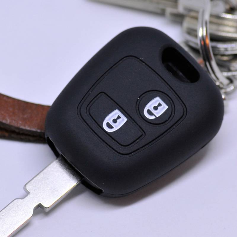 Soft Case Schutz Hülle Auto Schlüssel für Citroen Berlingo C1 C2 C3 Toyota Aygo Peugeot Partner 107 206 SW CC 406 307 Remote/Farbe: Schwarz von mt key