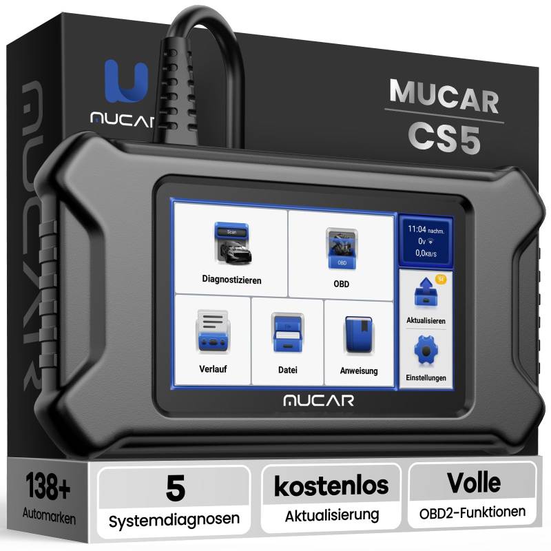 OBD2 Diagnosegerät, MUCAR CS5 Diagnosegerät Auto Mit 5 Systemdiagnosen (Motor/SRS/ABS/BCM/Getriebe), Kfz Diagnosegerät Mit AutoVIN-Service, Android 7.0, Kostenlose Nutzung von mucar