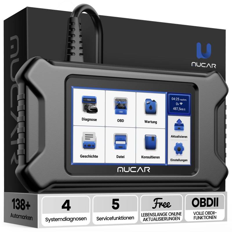 OBD2 Diagnosegerät, MUCAR CS4 Diagnosegerät Auto Mit 4 Systemdiagnosen (ECM/TCM/ABS/SRS) + 5 Reset-Funktion (Öllampen/EPB/SAS/TPMS/ETS), Auto Auslesegerät Für AutoVIN, Kostenlose Updates von mucar
