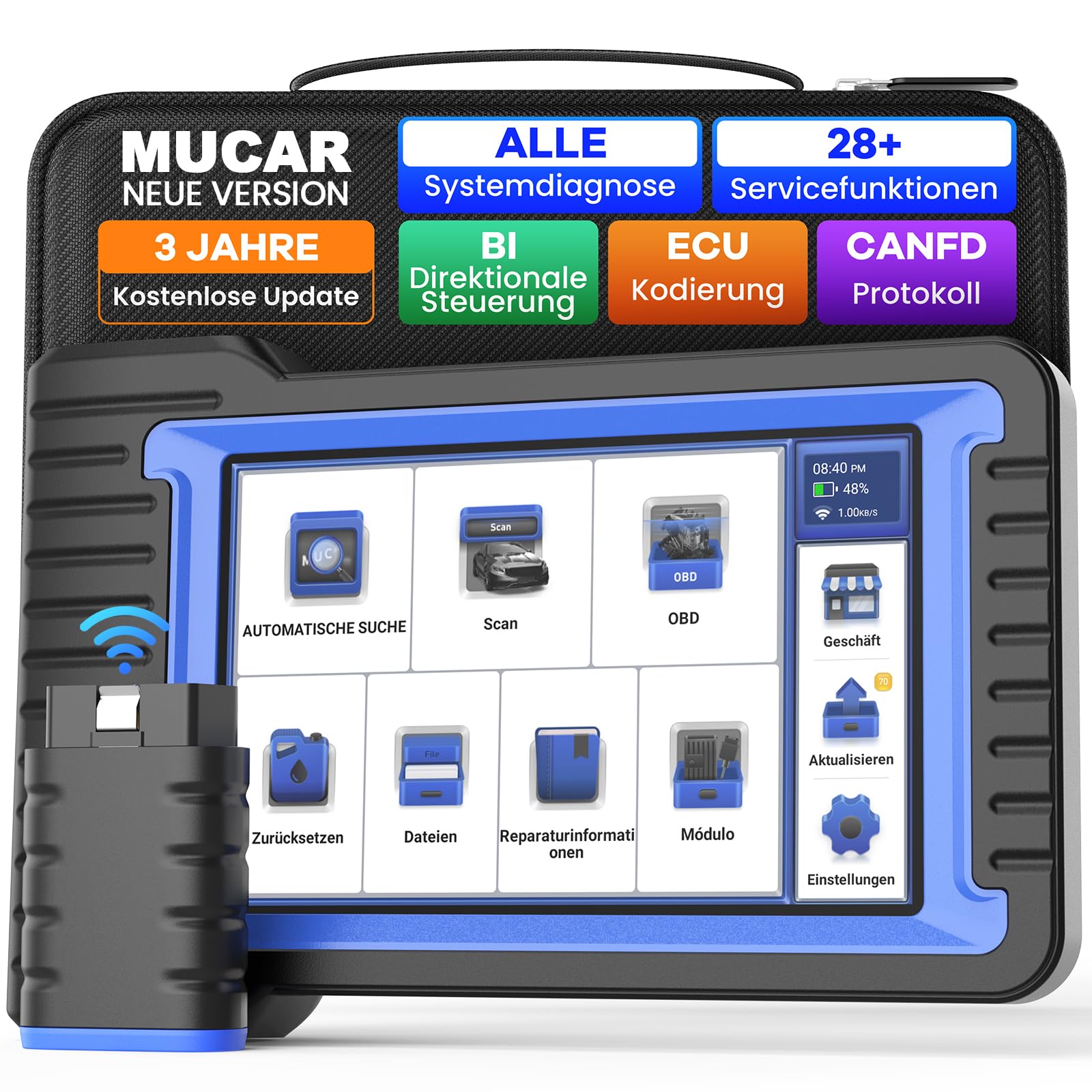 mucar OBD2 Diagnosegerät, VO7S Diagnosegerät Auto Mit Volle Systemdiagnose Und 28+Reset-Funktion, Auto Auslesegerät Für BI-Direktionale Steuerung, Aktives Testen, ECU-Kodierung, CANFD-Protokoll mucar OBD2 Diagnosegerät, VO7S Diagnosegerät Auto Mit Volle Systemdiagnose Und 28+Reset-Funktion, Auto Auslesegerät Für BI-Direktionale Steuerung, Aktives Testen, ECU-Kodierung, CANFD-Protokoll von mucar