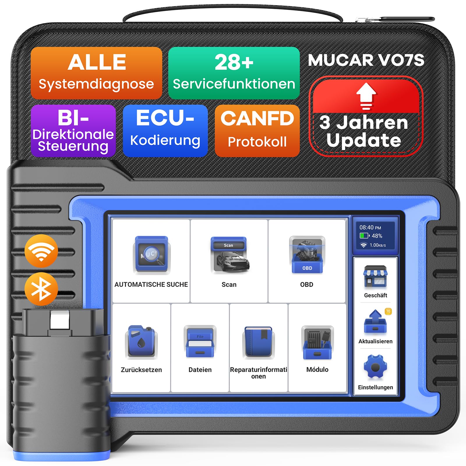 OBD2 Diagnosegerät, MUCAR VO7S Diagnosegerät Auto Mit Vollständige Systemdiagnose & 28+ Servicefunktionen, Auto Diagnosegerät Für BI Direktionale Steuerung/ECU-Kodierung/Unterstützt CANFD-Protokoll OBD2 Diagnosegerät, MUCAR VO7S Diagnosegerät Auto Mit Vollständige Systemdiagnose & 28+ Servicefunktionen, Auto Diagnosegerät Für BI Direktionale Steuerung/ECU-Kodierung/Unterstützt CANFD-Protokoll von mucar