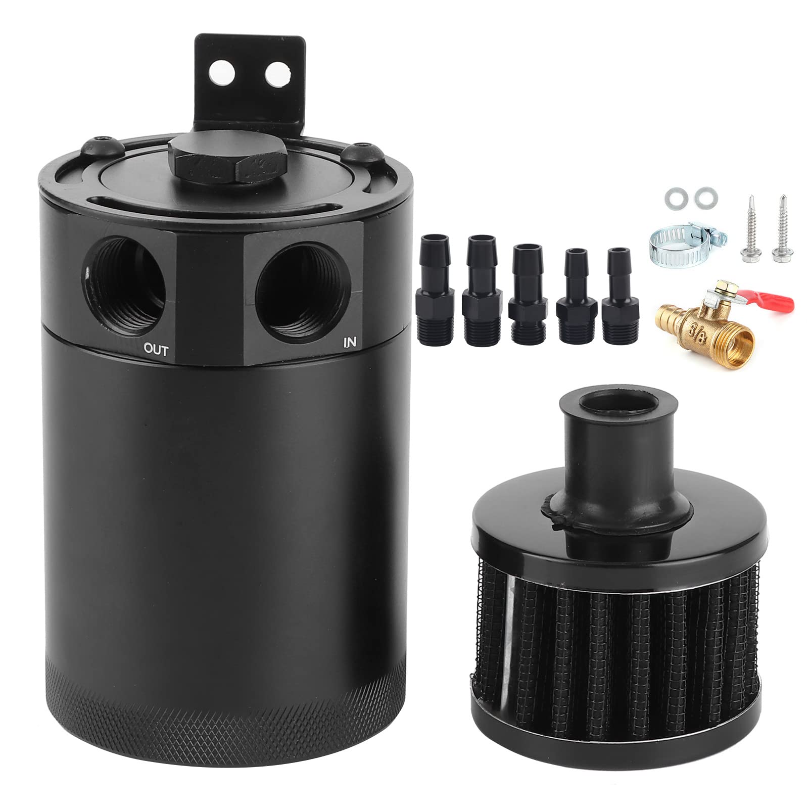 Aluminium-Rennölauffangbehälter Gesperrter Behälter Automotorzubehör 3/8-Zoll-Ölauffangbehälter Tank 2-Port-Behälter mit Ablassventil und Entlüftungsventil Universalzylinder Aluminium-Rennölauffangbehälter Gesperrter Behälter Automotorzubehör 3/8-Zoll-Ölauffangbehälter Tank 2-Port-Behälter mit Ablassventil und Entlüftungsventil Universalzylinder von mumisuto