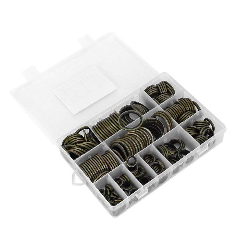 mumisuto Dichtringe für Ölablassschrauben, 240 Stück, Metall-Gummi-Dichtung, Ölring, 6-30mm, Bronze von mumisuto