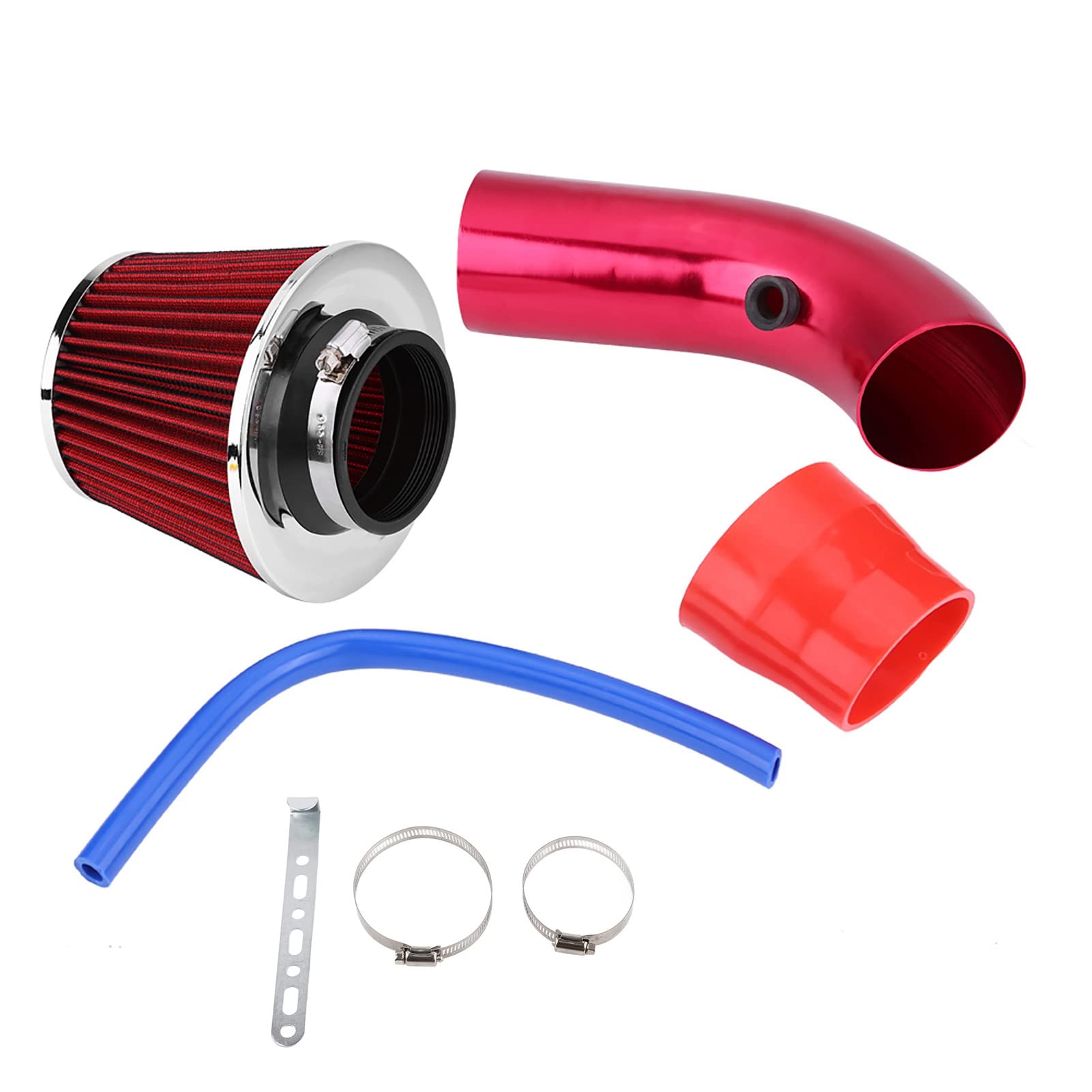 Kaltlufteinlassschlauch Lufteinlassfilter Turbofilter 76mm 3 Zoll Universal Auto Kaltlufteinlassfilter Aluminium Induktionsschlauch Kit(rot) von mumisuto