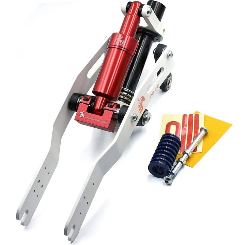 monorim Original V4 Aufhängung für den Xiaomi M365 1S Essential Pro 2 Mi3 Pro4 Elektroroller (White/Red) von myBESTscooter