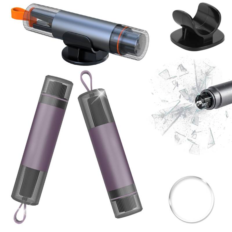 mymai 2Pack Notfall und Sicherheitswerkzeug Glasbrecher Nothammer Auto mit Gurtschneider, 2-in-1 Rettungshammer mit Aufbewahrungsbox, Notfall ausrüstung Pannenhilfe für Auto und Bus (LILA) von mymai