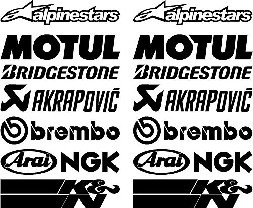 myrockshirt 16-X-Black-Belly-Pan-Fairing-Sponsor-Logo-Aufklebers-Aufklebers-Colour-`+ Bonus Testaufkleber Estrellina-Glückstern ®, gedruckte Montageanleitung, waschanlagenfest, von myrockshirt