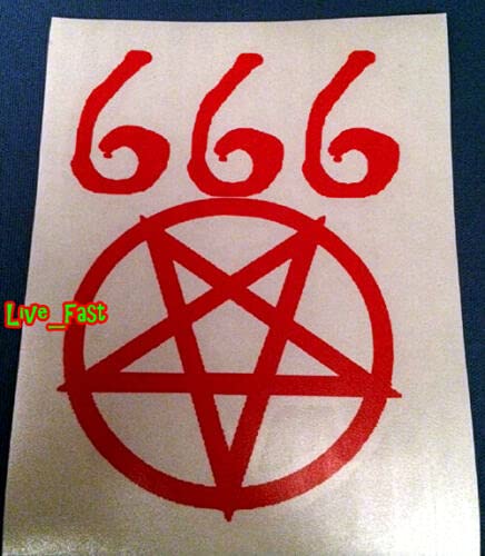 myrockshirt 666 Inverted Pentagram Aufkleber Sticker Vinyl Bumper Window Satan Satanic Horror 15 cm von myrockshirt