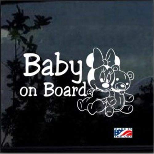 myrockshirt Baby on Board Minnie Bear Sticker Aufkleber Hobby ca 20cm Aufkleber Autoaufkleber Sticker Decal ohne Hintergrund UV&Waschanlagenfest von myrockshirt