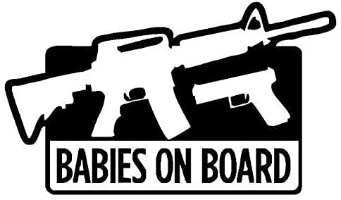 myrockshirt Babys an Bord Waffe 20 cm Aufkleber Autoaufkleber Sticker ohne Hintergrund Auto PKW Lack Scheibe von myrockshirt