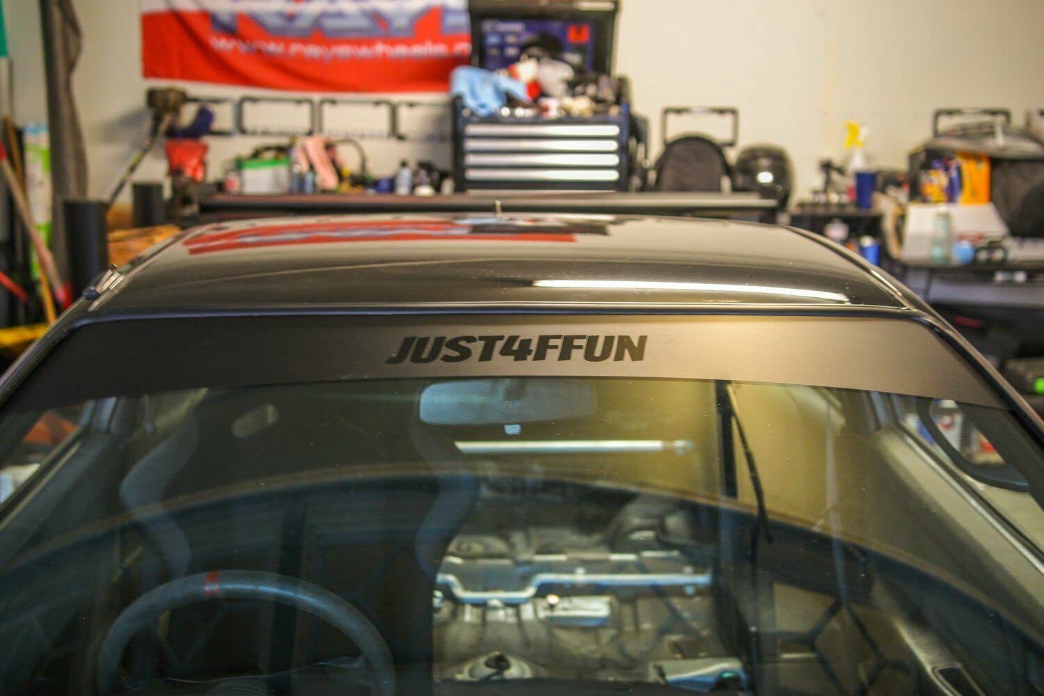 myrockshirt Blendstreifen freigestellt just-for-Fun 130 cm Tuning Aufkleber Sticker Autoaufkler Freie Farbwahl Vinyl von myrockshirt