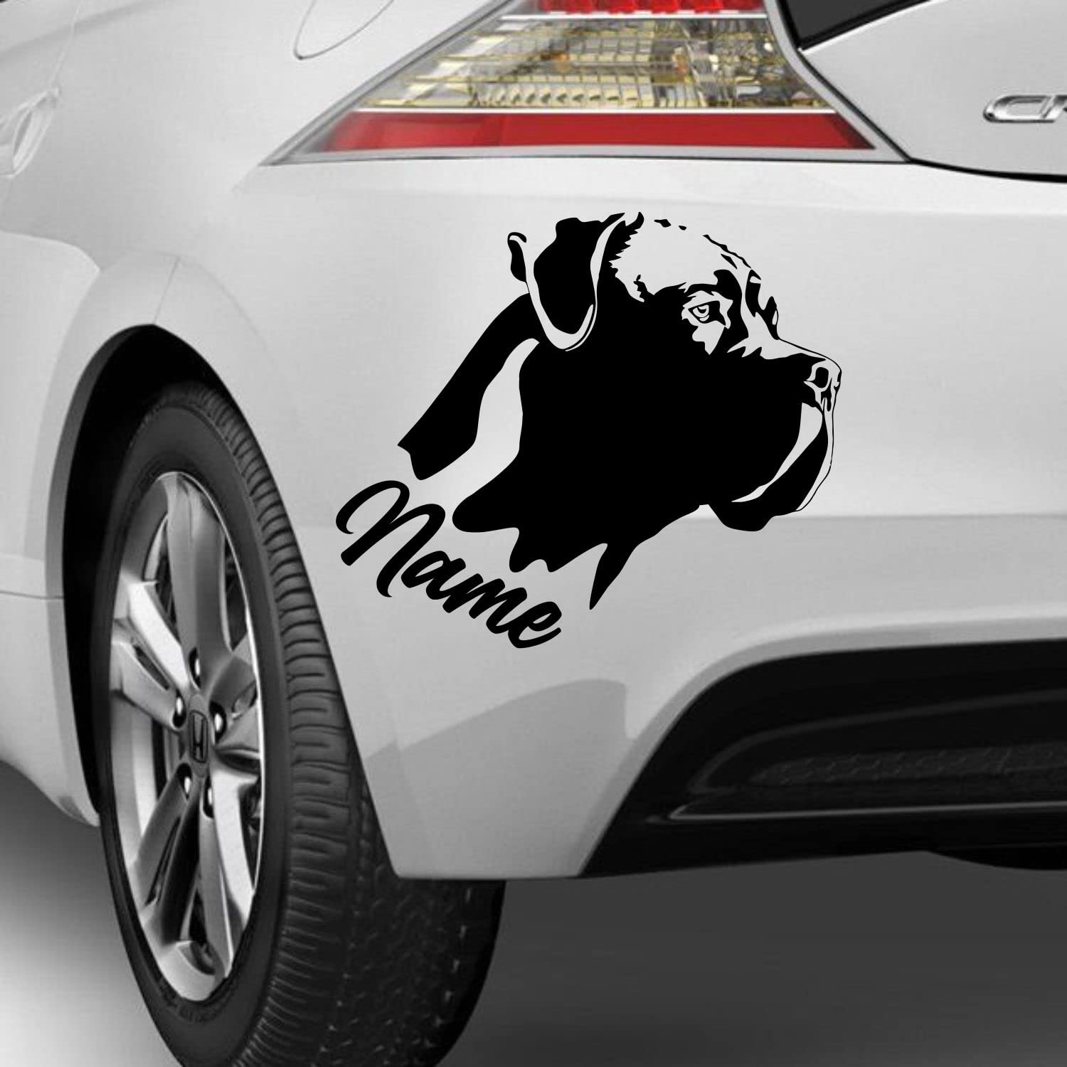 myrockshirt Can Corso Aufkleber fürs Auto mit Wunschtext Name des Hundes Autoaufkleber von myrockshirt
