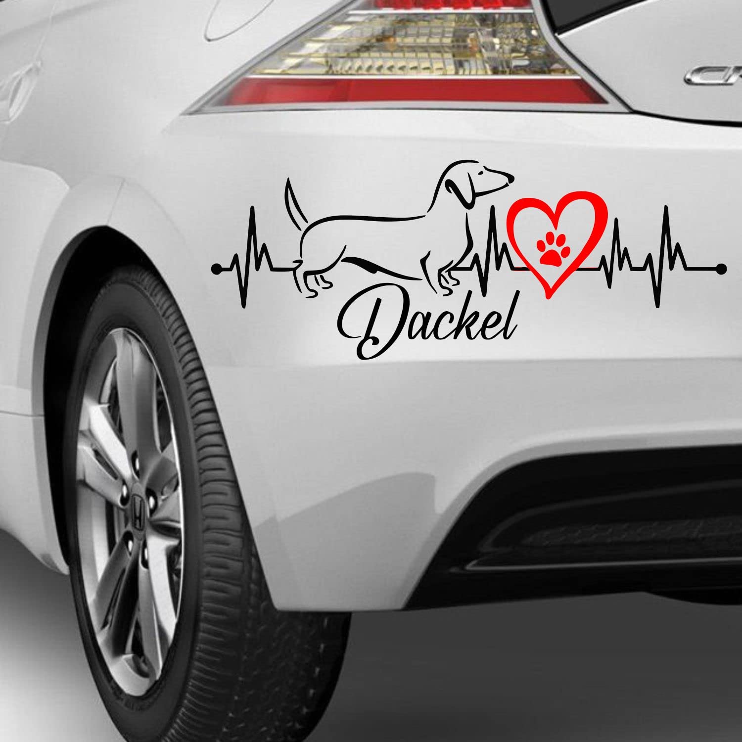 myrockshirt Dackel Herzschlag Aufkleber Sticker ohne Hintergrund Autoaufkleber verschieden Größen/Farben Hunderasse von myrockshirt