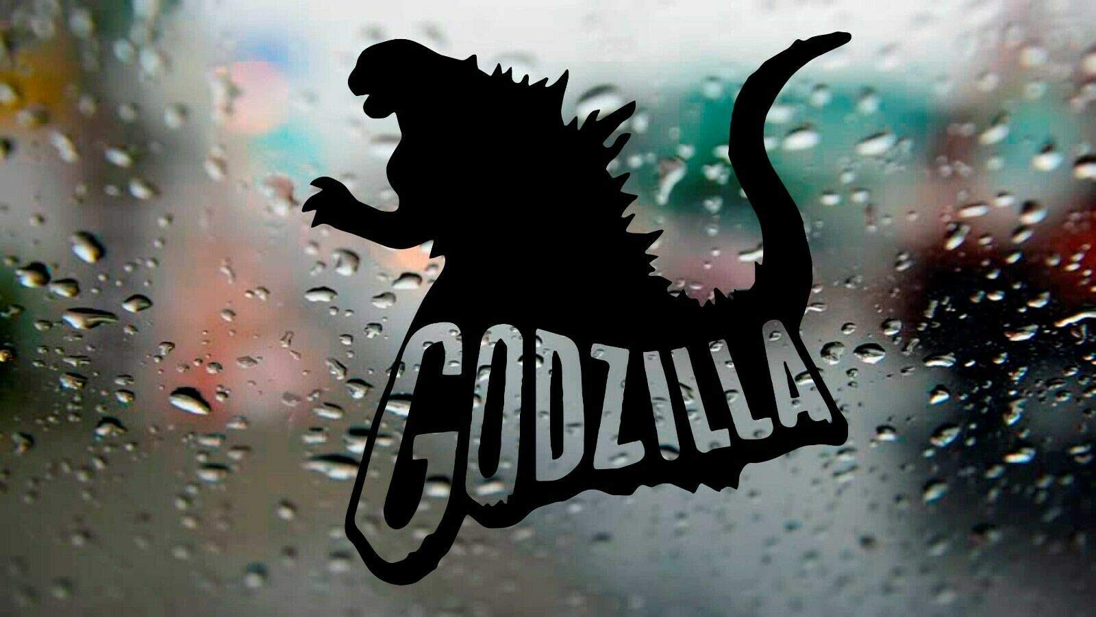 myrockshirt Godzilla mit Schriftzug ca 15cm Aufkleber Sticker Autoaufkleber Profi-Qualität Sticker UV-fest von myrockshirt