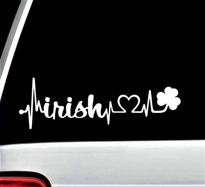 myrockshirt Herzschlag Heartbeat Irisch Irland Kleeblatt Liebe Love ca.20cm Aufkleber Sticker Autoaufkleber Wandtattoo von myrockshirt