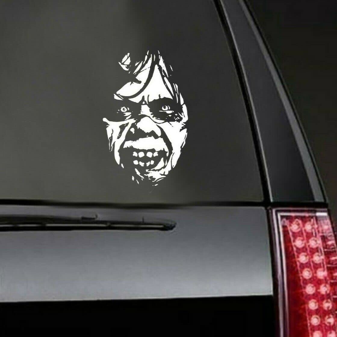 myrockshirt Horror Gesicht Exorzist 20cm gruselig Aufkleber Autoaufkleber Sticker Wandtattoo von myrockshirt