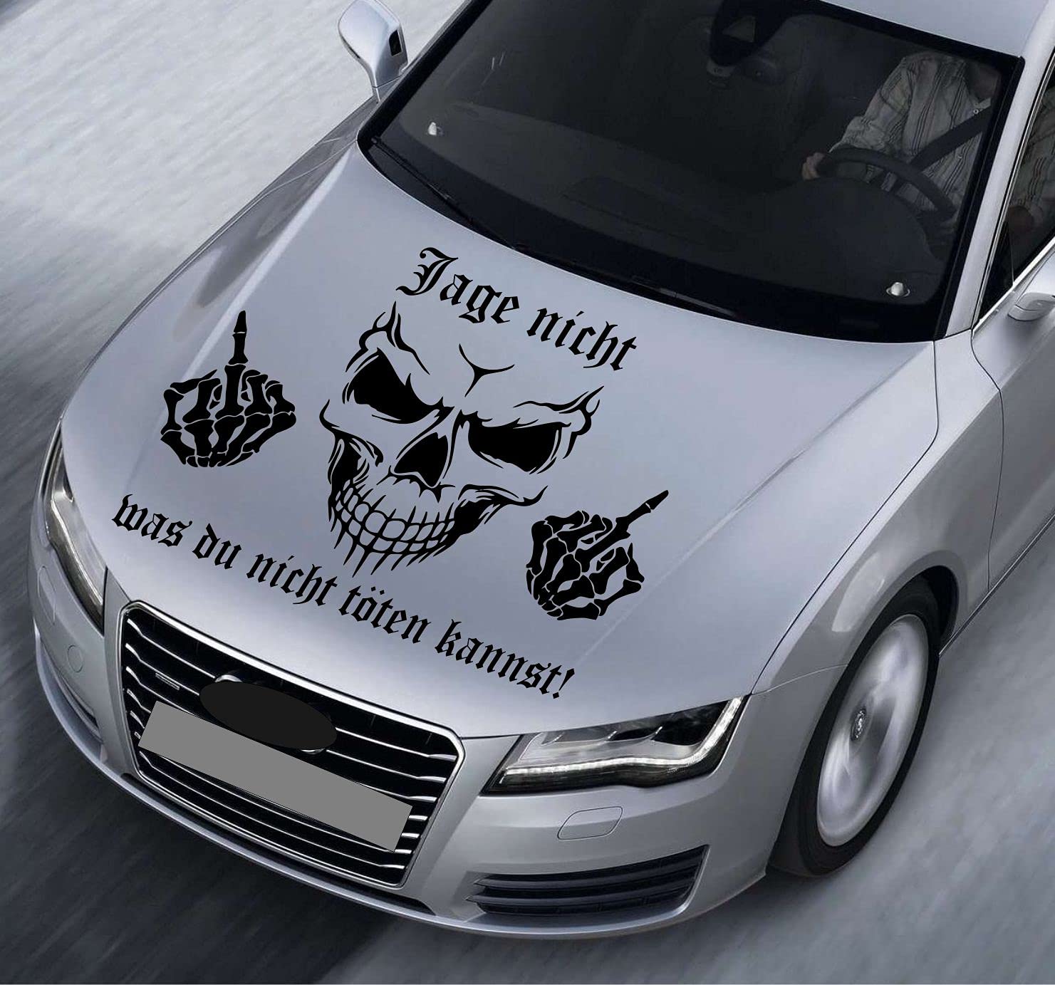 myrockshirt JAGE Nicht was DU Nicht TÖTEN Kannst Typ XXXL in 900x600mm Motorhaube Auto Aufkleber cm Totenkopf Skull F*ck Finger JDM OEM Tuning Sticker Decal freie Farbwahl von myrockshirt