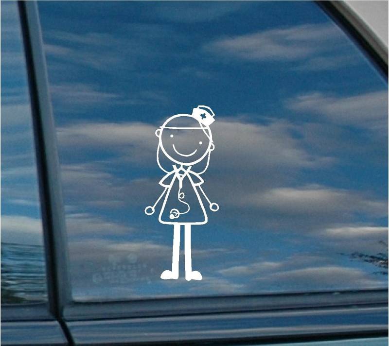 myrockshirt Krankenschwester süße kleine Krankenschwester Arzt 15 cm Aufkleber Autoaufkleber Sticker ohne Hintergrund Auto PKW Lack Scheibe von myrockshirt