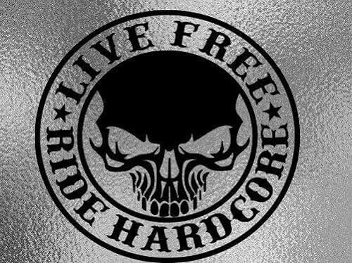 myrockshirt Live Free Ride Hardcore Totenkopf Skull 20cm Aufkleber Sticker Autoaufkleber Tuning Freie Farbwahl von myrockshirt