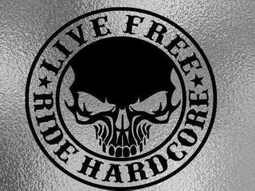 myrockshirt Live Free Ride Hardcore Totenkopf Skull 20cm Aufkleber Sticker Autoaufkleber Tuning Freie Farbwahl von myrockshirt