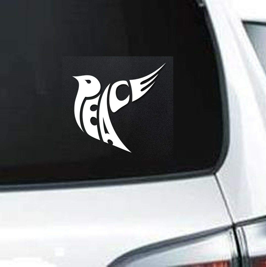 myrockshirt Schriftzug Peace Taube Vogel ca 13cm Aufkleber Sticker Autoaufkleber Profi-Qualität Sticker UV-fest von myrockshirt