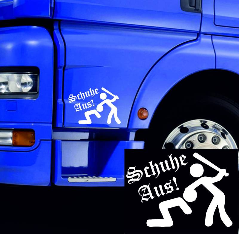 myrockshirt Schuhe aus Männchen Knüppel Keine Schuhe 20 cm Fahrerhaus FührerhausTruck LKW Van Aufkleber Sticker FREIE Farbwahl Autoaufkleber von myrockshirt