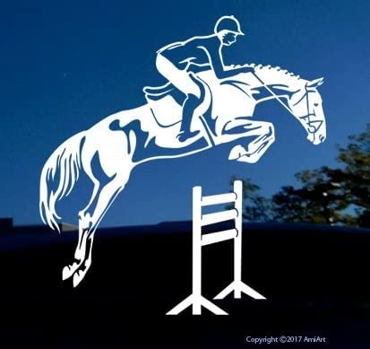 myrockshirt reiten Springreiten Dressur Pferd 20 cm Hindernisparcour Pferdesport Aufkleber Autoaufkleber Sticker Decal von myrockshirt