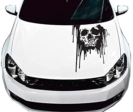 myrockshirt schmelzender Totenkopf für Motorhaube Bleeding tropfend 60 x 40 cm Aufkleber Autoaufkleber Sticker ohne Hintergrund Auto PKW Lack Scheibe von myrockshirt