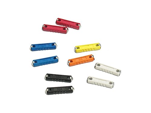 myshopx 10er Pack KfZ Sicherungen Schmelzsicherung Abschmelzsicherung 5 bis 25A, Blau, Rot, Weiß, Orange, Kunststoff, Plug&Play, EU von myshopx