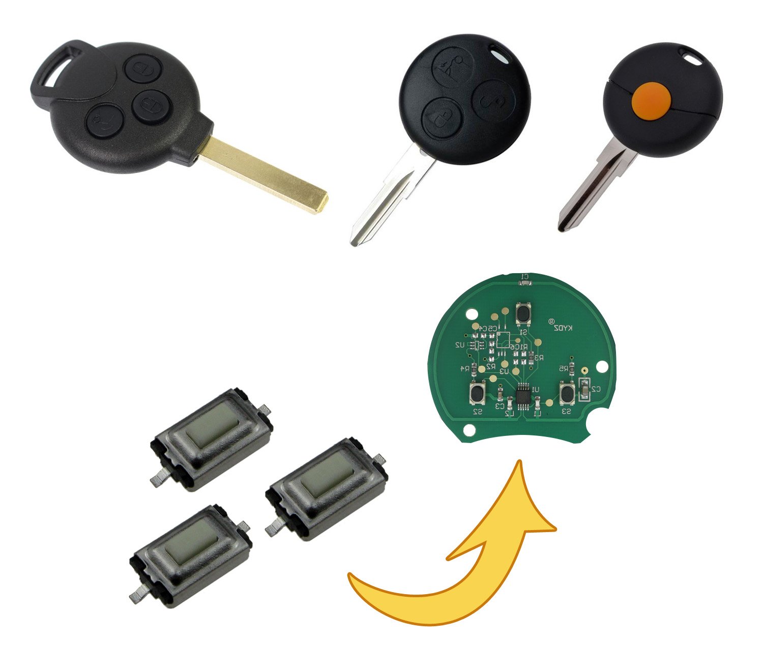 myshopx Microtaster Taster Fernbedienung Schlüssel Fernbedienung Taster Micro SMD Taster Autoschlüssel Smart MP08 von myshopx