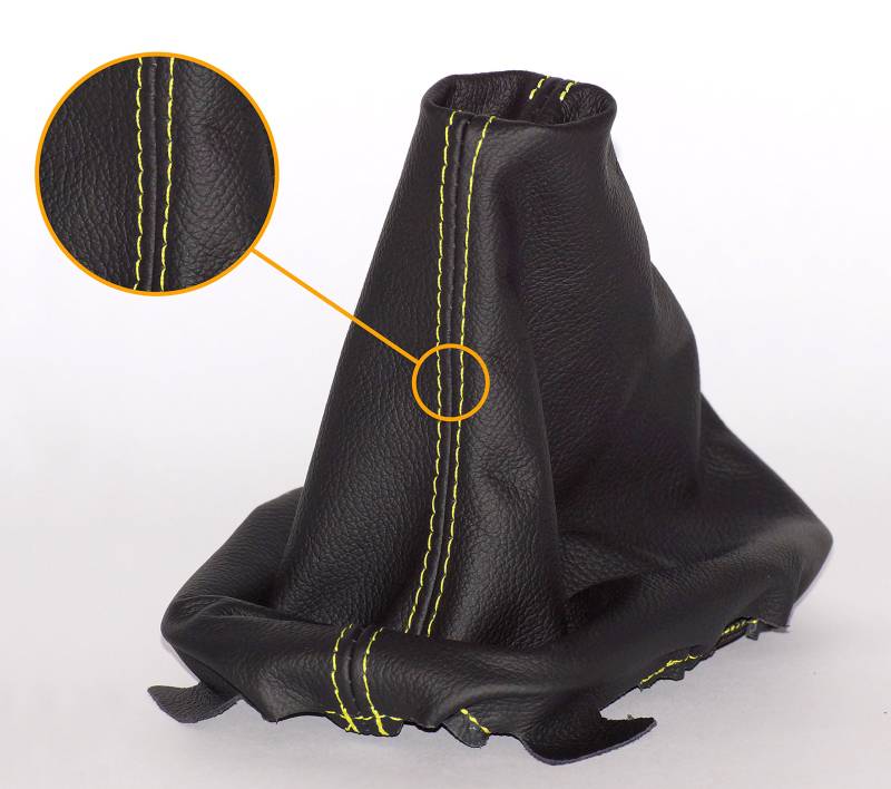 Schaltmanschette Schaltsack Sack Schwarz Faden Gelb Echt Leder myshopx SA18 von myshopx