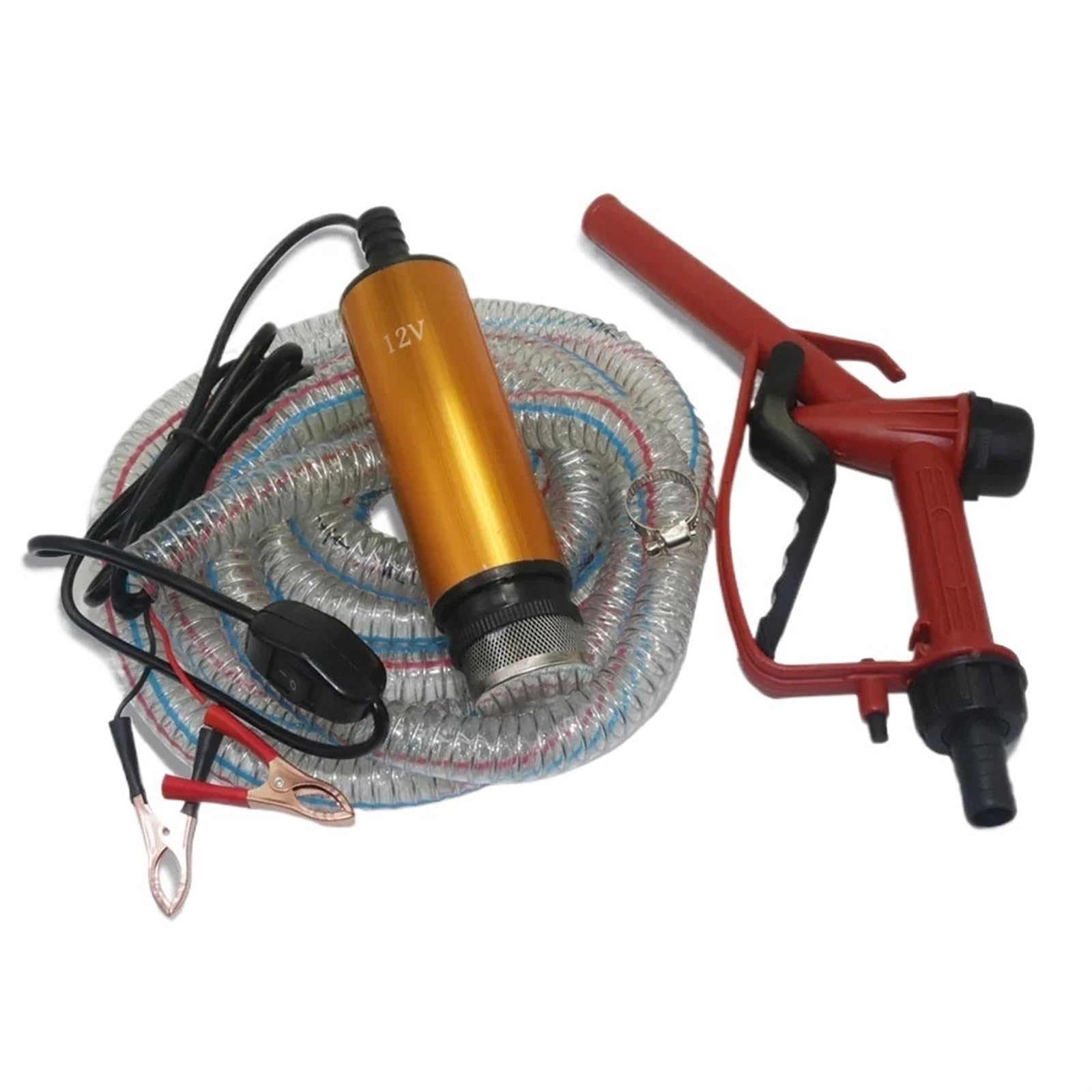 Tragbarer Kleiner 12 V Elektrischer Gleichstrom-Kraftstoffspender, 24 V Elektrische Ölpumpe, Kfz-Pumpe, Ölpumpe, Feuerzeug (Size : Steel Wire Tube 4m) von myziji