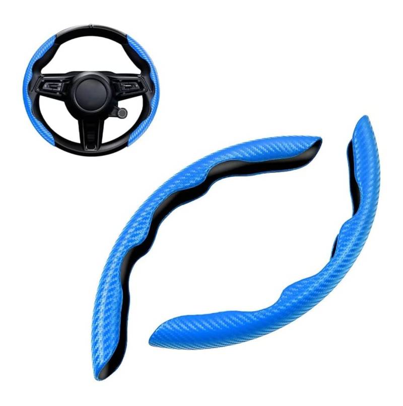 Auto Lenkradabdeckung, Universal Segmented Lenkradschutz Kohlefaser Lenkrad Abdeckung, 2 Stück Anti-Rutsch Lenkrad Booster Cover(blau) von mzoLife