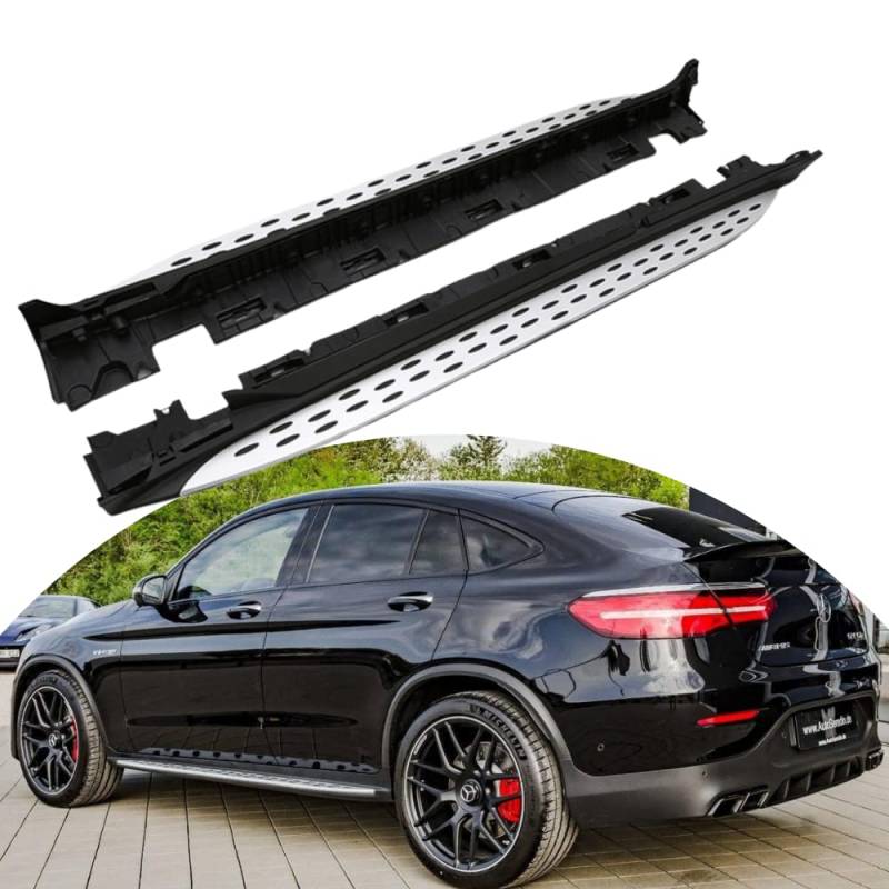 Seitliche Trittstufen passend für Mercedes Benz GLC Coupe C253 2016–2022 Trittbrett Nerf Bar Fabrikstil von n\a