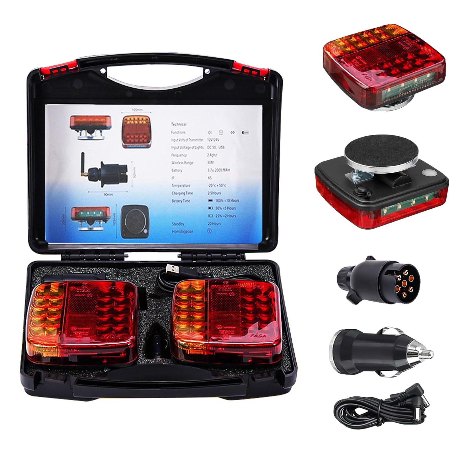 nAutochoose Magnetische Kabellos LED Rückleuchten Anhänger 12/24 V, Magnetische kabellose LED-Anhänger-Rückleuchten-Set, Wasserdicht Funk Rücklichter für Anhänger,Traktor, LKW, Wohnwagen nAutochoose Magnetische Kabellos LED Rückleuchten Anhänger 12/24 V, Magnetische kabellose LED-Anhänger-Rückleuchten-Set, Wasserdicht Funk Rücklichter für Anhänger,Traktor, LKW, Wohnwagen von nAutochoose
