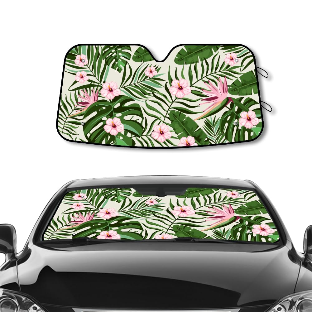 NBEADS Pflanze Autofenster Sonnenschutz, Blätter Auto Sonnenblende Aluminium-Folie Faltbare Blume Windschutzscheibe Sunshade Reflektor Sonnenblende für Auto SUV LKW Van LKW Limousine, 140x70cm NBEADS Pflanze Autofenster Sonnenschutz, Blätter Auto Sonnenblende Aluminium-Folie Faltbare Blume Windschutzscheibe Sunshade Reflektor Sonnenblende für Auto SUV LKW Van LKW Limousine, 140x70cm von nbeads