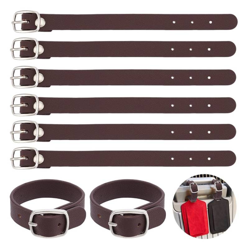 nbeads 12 Stück Kilt Riemen und Schnalle, Ledermanschetten Gürtelschnallen 19.4x1.2cm PU-Leder-Gepäckgurte Koffergurte für Hemd Mantel Jacke Kleid Taschen, Kokosnussbraun von nbeads