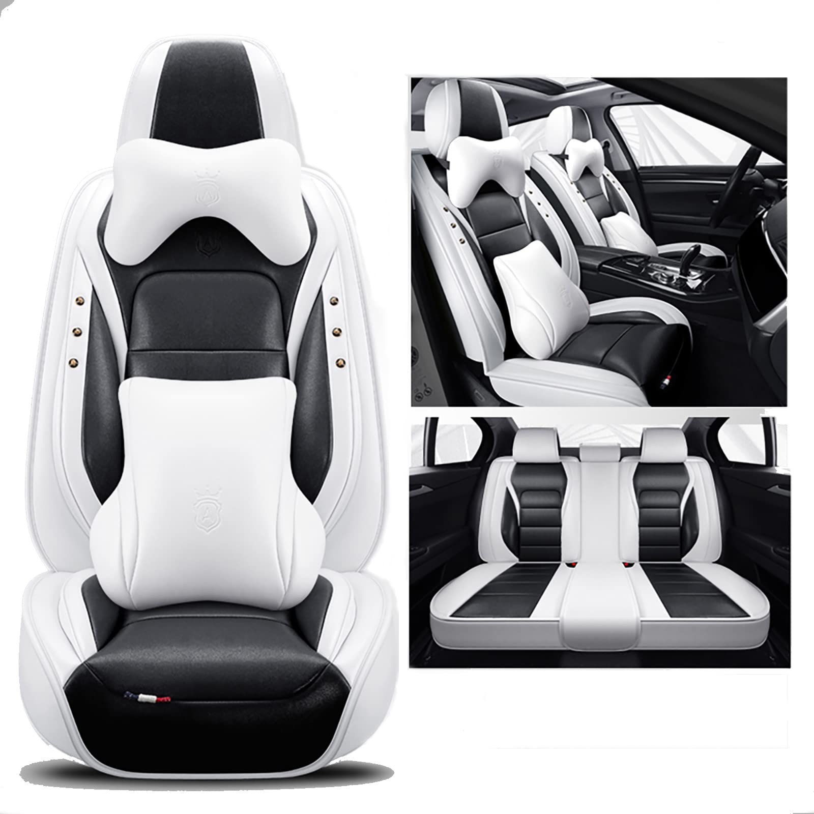nenyan Autositzbezüge Komplett Set Universal | Schonbezüge für Audi A3 8P Q5 A6 C6 A4 A5 Sportback B7 Avant 8V C7 A1 B9 Audio Rs4 5 6 7 R8 S5 S6 S7 S8 Q3 | Auto Sitzbezüge Schwarz-Weiß-Luxus nenyan Autositzbezüge Komplett Set Universal | Schonbezüge für Audi A3 8P Q5 A6 C6 A4 A5 Sportback B7 Avant 8V C7 A1 B9 Audio Rs4 5 6 7 R8 S5 S6 S7 S8 Q3 | Auto Sitzbezüge Schwarz-Weiß-Luxus von nenyan